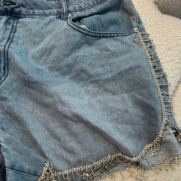 Plus Size 20 Forever 21 Blue Jean Rhinestone Shorts - Picture 5 of 8